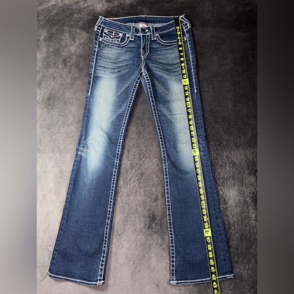 True Religion Size 30 Disco Becky Big T Dark Wash Low Rise Bootcut Jeans - Picture 2 of 12